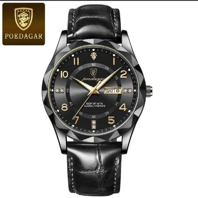 Picture of POEDAGAR 615L Men's Leather Quartz Watch - Water Resistant Business Luxury Fashion Wristwatch - Watch For Men - Watch
