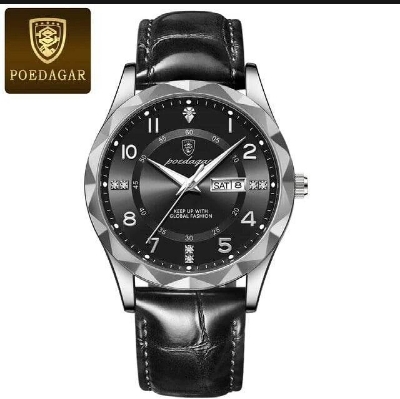 Picture of POEDAGAR 615L Men's Leather Quartz Watch - Water Resistant Business Luxury Fashion Wristwatch - Watch For Men - Watch