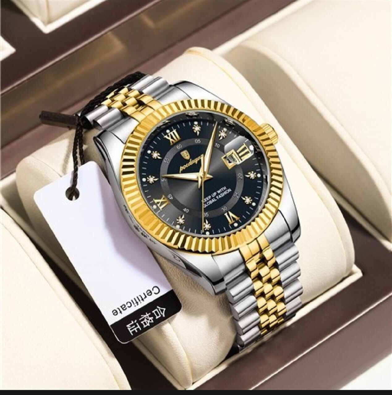 Picture of POEDAGAR 910 Luxury Sport Wrist Watch – Waterproof Stainless Steel Quartz Watch for Men with Luminous Date Display
