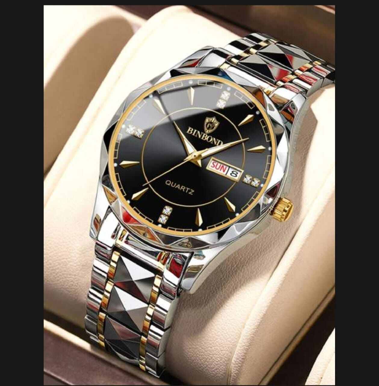 Picture of BINBOND Original Men’s Luxury Stainless Steel Waterproof Fashion Business Watch Luminous Dual Calendar Quartz Wrist Watch