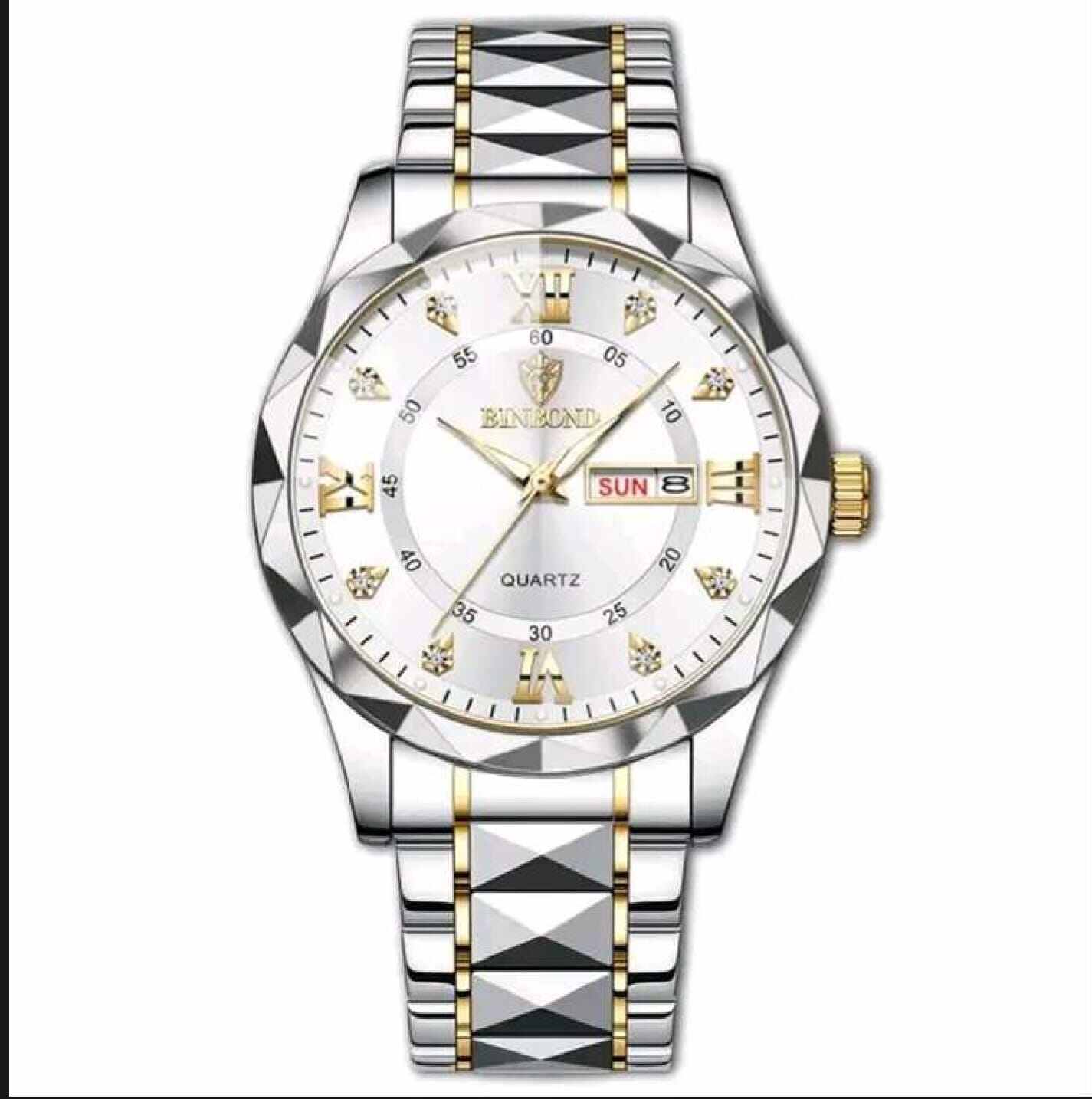 Picture of BINBOND Original Men’s Luxury Stainless Steel Waterproof Fashion Business Watch Luminous Dual Calendar Quartz Wrist Watch