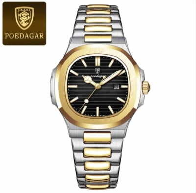 Picture of POEDAGAR 789 Luxury Square Watch for men Waterproof Luminous Date Stainless Steel Quartz men’s