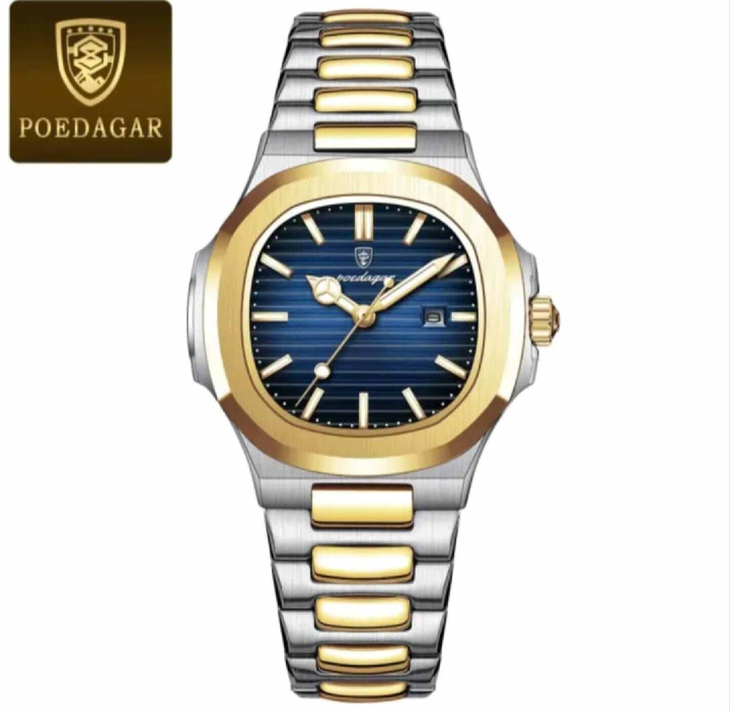 Picture of POEDAGAR 789 Luxury Square Watch for men Waterproof Luminous Date Stainless Steel Quartz men’s