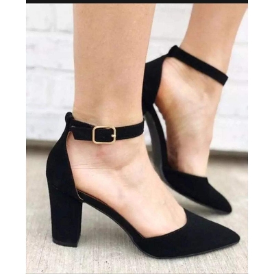Picture of Fashionable Box Balance Heel shoes for Women.-Black