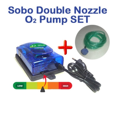 Picture of Aquarium Air Pump Fish Oxygen Pump with pipe set Double Nozzle O2 Pump  200 gm