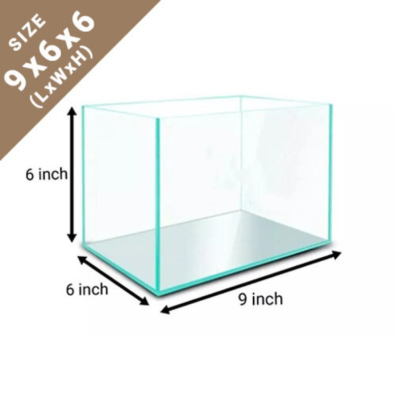Picture of Protik Agro Farm Elegant Mini Fish Tank 9x6x6 Inch with Wooden Lid for Aquariums 2.5 kg Off White