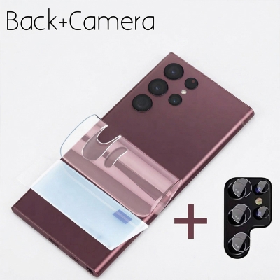Picture of 2in1 Combo Pack For Samsung Galaxy S22 Ultra Scratch Resistant Clear Transparent Back Protector Film-Poly +  HD Clear Camera Lens Protector-Samsung Galaxy S22 Ultra