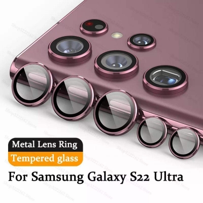 Picture of 5PCS Ring Camera Lens Protector Aluminium with Tempered Glass For Samsung Galaxy S22 Ultra