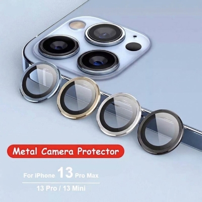 Picture of 3-2 Pieces Camera Lens Protector Rings Metal Ring Tempered Glass Camera Lens Protectors For Apple iPhone 13 / 13 Pro / 13 Pro Max / 13 Mini