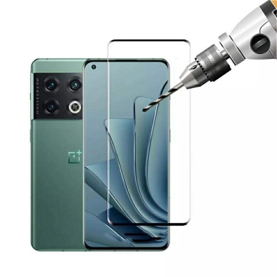 Picture of For 1+ OnePlus 10 Pro 5G Fingerprint Unlock Scratch Proof Full Coverage Curve Tempered Glass Screen Protector - Black-OnePlus 10 Pro 5G