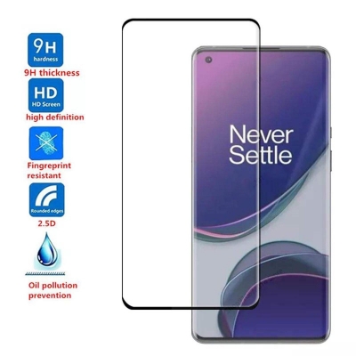 Picture of For OnePlus 8 Scratch Proof Full Coverage Curve Tempered Glass Screen Protector - Black-OnePlus 8