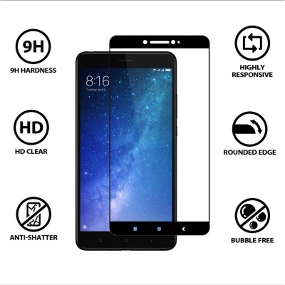 Picture of Full Cover Tempered Glass Screen Protector For Xiaomi Mi Max 2 - Black-Xiaomi Mi Max 2