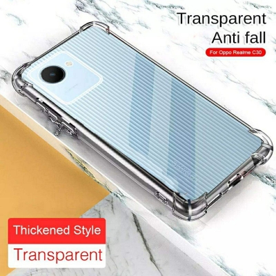 Picture of For Realme C30/C30S/Narzo 50i Prime Silicone Airbag cover Shockproof Transparent Protective Clear Back Cover TPU Case-Transparent