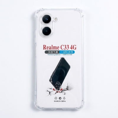 Picture of For Realme C33 4G Silicone Airbag Cover Shockproof Transparent Protective Clear Back Cover Tpu Case - Camera (Back Case Cover For Smartphone)-Transparent