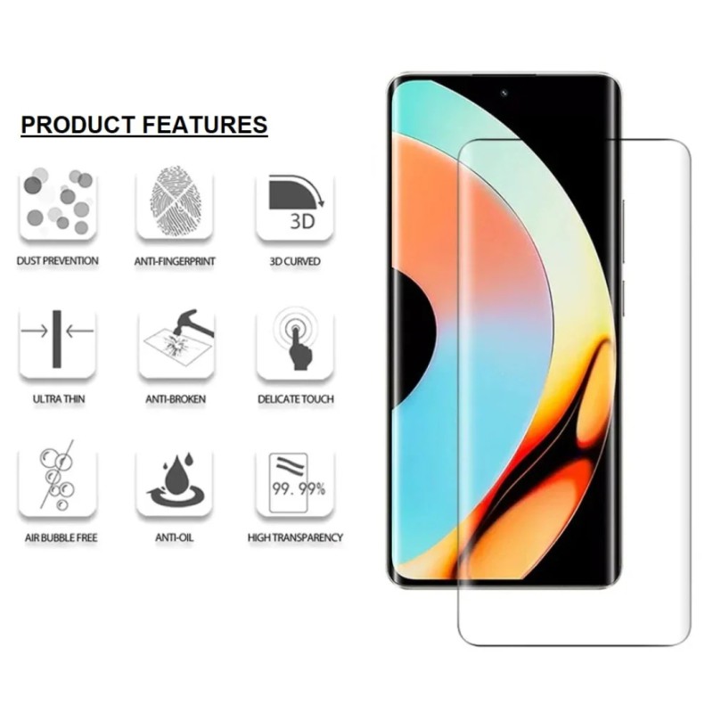 Picture of Premium Scratch Resistant Real Tempered Glass UV Screen Protector For Realme 10 Pro+ Plus-Realme 10 Pro, Plus