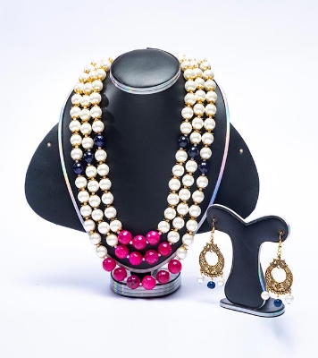 Picture of Multi Color Stone Pearl Setting Jewellery Set