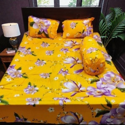 Picture of Cotton Twill Fabric Bedsheet  With Side Pillow Cover King Size. BT-424