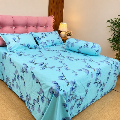 Picture of Cotton Twill Fabric Bedsheet  With Side Pillow Cover King Size. BT-425