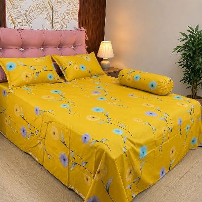 Picture of Cotton Twill Fabric Bedsheet  With Side Pillow Cover King Size. BT-426