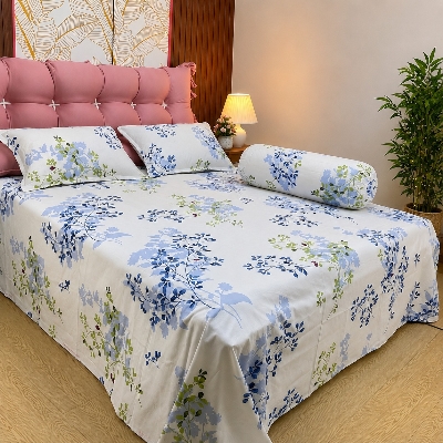 Picture of Cotton Twill Fabric Bedsheet  With Side Pillow Cover King Size. BT-428