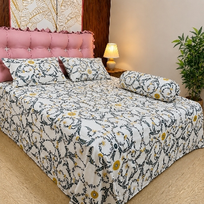 Picture of Cotton Twill Fabric Bedsheet  With Side Pillow Cover King Size. BT-431