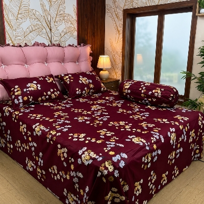 Picture of Cotton Twill Fabric Bedsheet  With Side Pillow Cover King Size. BT-434