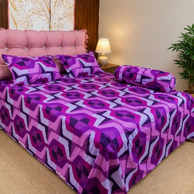 Picture of Cotton Twill Fabric Bedsheet  With Side Pillow Cover King Size. BT-435