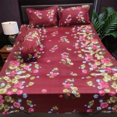 Picture of Cotton Twill Fabric Bedsheet  With Side Pillow Cover King Size. BT-445