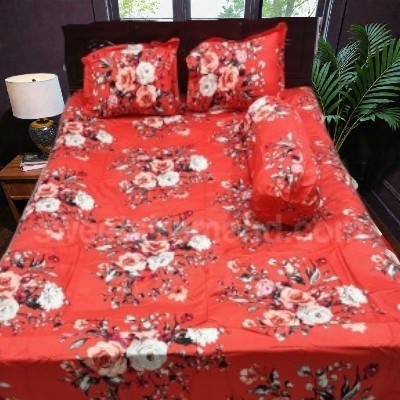 Picture of Cotton Twill Fabric Bedsheet  With Side Pillow Cover King Size. BT-447
