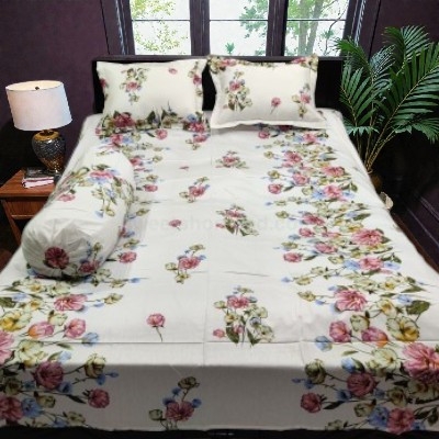 Picture of Cotton Twill Fabric Bedsheet  With Side Pillow Cover King Size. BT-449
