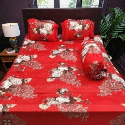 Picture of Cotton Twill Fabric Bedsheet  With Side Pillow Cover King Size. BT-451