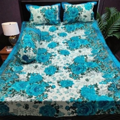 Picture of Cotton Twill Fabric Bedsheet  With Side Pillow Cover King Size. BT-458