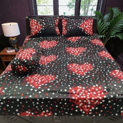 Picture of Cotton Twill Fabric Bedsheet  With Side Pillow Cover King Size. BT-463