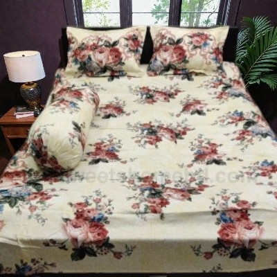 Picture of Cotton Twill Fabric Bedsheet  With Side Pillow Cover King Size. BT-468