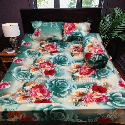 Picture of Cotton Twill Fabric Bedsheet  With Side Pillow Cover King Size. BT-471