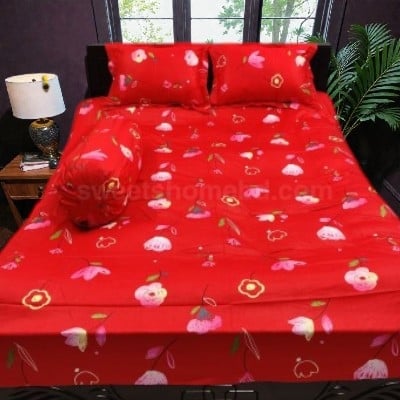 Picture of Cotton Twill Fabric Bedsheet  With Side Pillow Cover King Size. BT-474