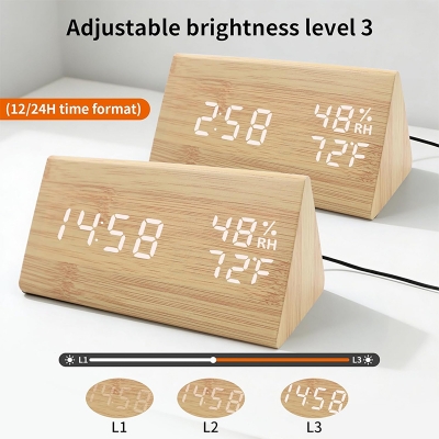Picture of Digital LED Wooden Color Alarm Clock Table Decor Gift for Adults