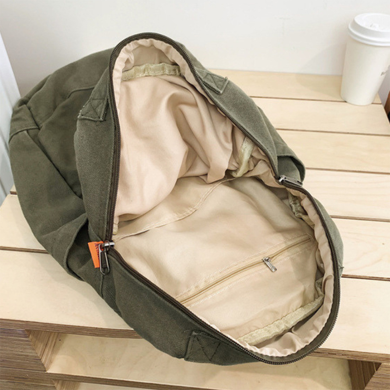 Picture of Small Boho Canvas Backpack for Women Vintage Style Outdoor Travel Bag Casual Daypack Grunge Aesthetic Hippie  Backpack Green,One Size - olive