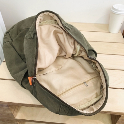 Picture of Small Boho Canvas Backpack for Women Vintage Style Outdoor Travel Bag Casual Daypack Grunge Aesthetic Hippie  Backpack Green,One Size - olive