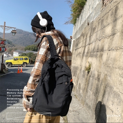 Picture of Small Boho Canvas Backpack for Women Vintage Style Outdoor 