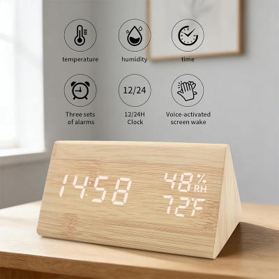 Picture of Digital LED Wooden Color Alarm Clock Table Decor Gift for Adults
