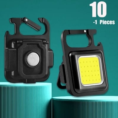 Picture of Mini LED Keychain Flashlights Multifunctional Portable COB Work Light USB Charging Camping Lamp Outdoor Torch Fishing Lantern-Multicolor