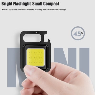 Picture of Mini LED Keychain Flashlights Multifunctional Portable COB Work Light USB Charging Camping Lamp Outdoor Torch Fishing Lantern-Multicolor