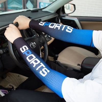 Picture of Set of 2 Men's Ice Silk Long Sleeve Arm Sleeves for Sun UV Protection, Outdoor Sports, Cycling, and Sunscreen  Men's Sun Protection Sleeves Outdoor Sports Driving Riding Arm Cover  -The Asia Express-Multicolor