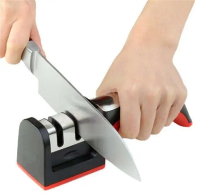 Picture of Kitchen 3-Segment Knife Sharpener Household Multi-Functional Hand-Held 3-Purpose Black Sharpening Stone-Black