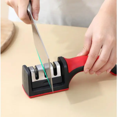 Picture of Kitchen 3-Segment Knife Sharpener Household Multi-Functional Hand-Held 3-Purpose Black Sharpening Stone-Black