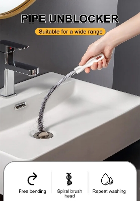 Picture of 45cm Pipe Dredging Brush Bathroom Hair Sewer Sink Cleaning Brush Drain Cleaner Flexible Cleaner Clog Plug Hole Remover Tool-The Asia Express