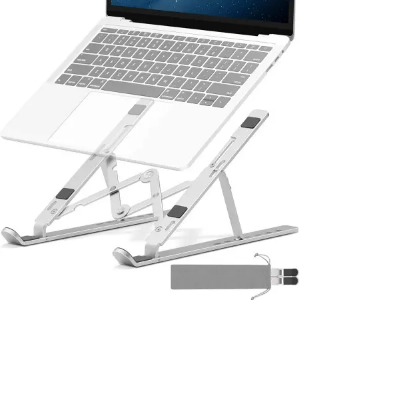 Picture of Aluminum Alloy Foldable Laptop Stand Adjustable Portable Folding Notebook Stand Foldable Laptop Stand - Laptop Table - Laptop Table-Silver