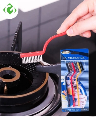 Picture of 3Pcs Kitchen Gas Stove Cleaning Brush Household Gap Brush Wire Brush Decontamination Tool Practical Kitchen Accessories-Multicolor