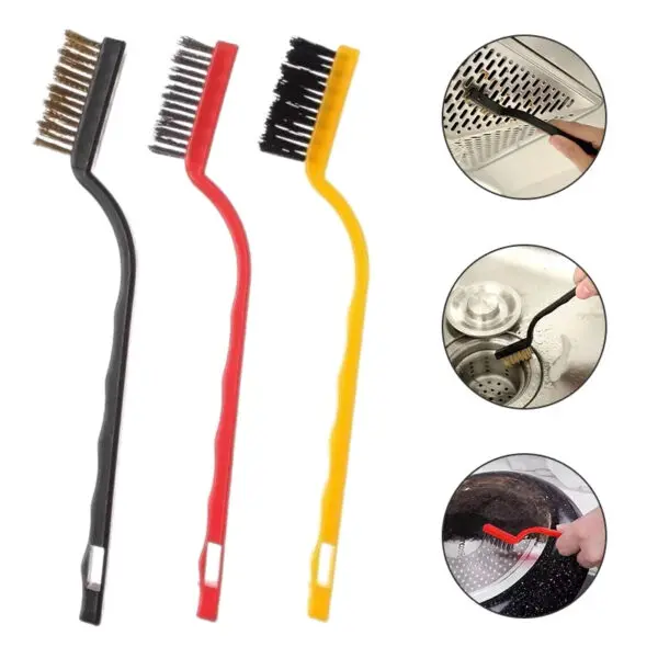 Picture of 3Pcs Kitchen Gas Stove Cleaning Brush Household Gap Brush Wire Brush Decontamination Tool Practical Kitchen Accessories-Multicolor